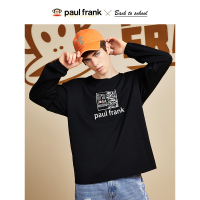 大嘴猴春秋季新款卫衣男韩版字母印花潮纯色休闲装 M 黑色