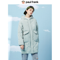 Paul Frank/大嘴猴冬季新款羽绒服长款连帽印花保暖鸭绒外套