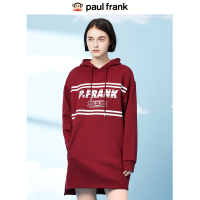 大嘴猴冬季新款连衣裙潮流撞色字母印花连帽裙子