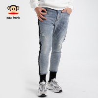 Paul Frank/大嘴猴夏季牛仔裤男韩版小脚破洞印花潮裤子