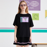 大嘴猴 夏季款大嘴猴短袖T恤女印花潮ins半袖黑色纯棉