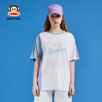 大嘴猴 夏季新款女款宽松学生舒适时尚撞色拼接短袖女式t恤