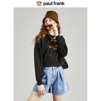 PaulFrank/大嘴猴 春秋新款卫衣女韩版连帽印花潮ins黑色上衣