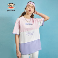 Paul Frank/大嘴猴 夏季拼色短袖女宽松印花韩版少女T恤