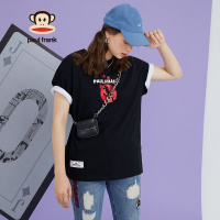Paul Frank/大嘴猴 夏季潮流简约黑色短袖T恤女宽松韩版情侣装上衣 PFCTE212888U