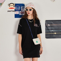 Paul Frank/大嘴猴 夏季冰氧吧面料短袖连衣裙女宽松休闲潮T恤 PFCDS212004W