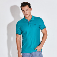 古老鲨鱼2019新款春夏季丝光棉T恤男短袖纯棉修身翻领商务polo衫