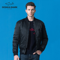 古老鲨鱼冬季男士休闲修身纯色外套 白鸭绒立领羽绒服男