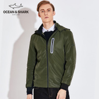 古老鲨鱼夹克男春2018秋新款潮流帅气休闲修身连帽男士秋装外套男