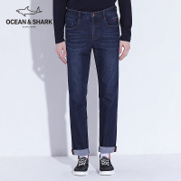 古老鲨鱼2018秋季新款中青年男士牛仔裤男宽松直筒刺绣休闲长裤潮