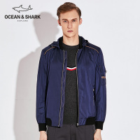 古老鲨鱼2018新款飞行员夹克男士中青年春秋宽松潮牌棒球连帽外套