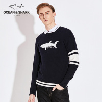 古老鲨鱼2018新款羊毛衫男冬季圆领加厚打底针织衫套头毛衣男士潮