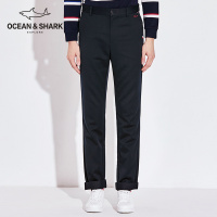 古老鲨鱼2018新款秋季商务男裤直筒刺绣休闲裤弹力长裤纯色西装裤