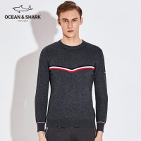 古老鲨鱼2018新款秋冬季圆领纯色美式复古毛衣男针织衫男士羊毛衫