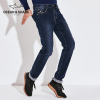 古老鲨鱼2018秋冬新款男装洗直筒牛仔裤男无弹中腰牛仔长裤男士