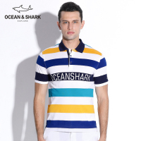 古老鲨鱼2018春夏男装新款丝光棉翻领短袖T恤纯棉休闲条纹POLO衫