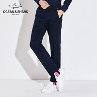 古老鲨鱼2018新款男士直筒裤刺绣休闲裤纯色百搭西装长裤