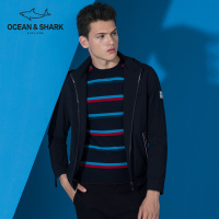 古老鲨鱼新款秋季夹克衫男轻薄修身时尚可收纳连帽外套男士