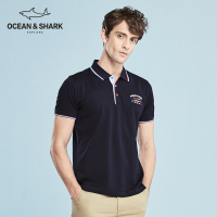 古老鲨鱼2018春夏新款男装双丝光棉翻领短袖T恤刺绣纯棉polo衫