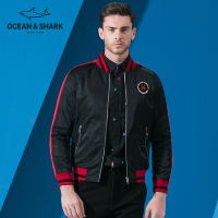 古老鲨鱼新款夹克衫男秋季时尚棒球领撞色休闲夹克外套男士