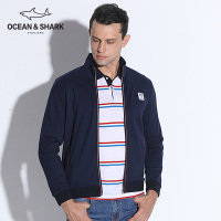 古老鲨鱼2018秋季新款男士纯色立领长袖针织外套 商务休闲上衣男