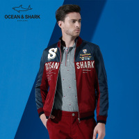 古老鲨鱼秋冬新款男装轻薄男士刺绣图案立领长袖夹克外套男