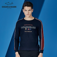 古老鲨鱼秋季新款保暖时尚撞色拼接字母舒适男士长袖卫衣