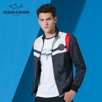 古老鲨鱼新款夹克衫男秋撞色拼接百搭外套修身薄男