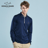 古老鲨鱼男士休闲修身商务百搭纯棉男士翻领长袖T恤（夏清仓）