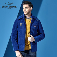 古老鲨鱼冬季男士可拆连帽刺绣勋章白鸭绒保暖羽绒服外套男