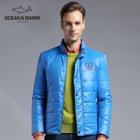 古老鲨鱼男装冬季新款男士徽章立领保暖轻薄宽松棉衣外套男