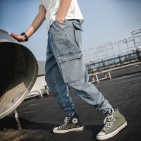 稻草人牛仔裤男2019夏季新品时尚百搭多口袋工装裤宽松长裤男