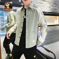 稻草人长袖衬衫男2019夏季新品纯棉时尚潮流外套宽松青年男士衬衣