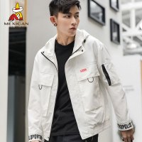 稻草人外套男2019春秋新品连帽工装外套青年男士休闲夹克上衣