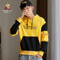 稻草人卫衣男2019秋季新品潮流拼色外套宽松休闲套头上衣男装