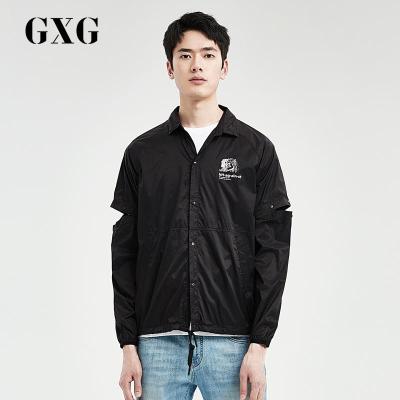 GXG男装 春季时尚潮流黑色休闲夹克外套男