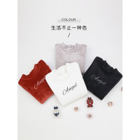 猫人儿童装中大童加绒高领打底衫男童毛绒外套女童珊瑚绒套头衫MRT18090