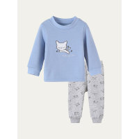 猫人宝宝保暖内衣套装冬季女儿童秋衣秋裤加绒加厚不倒绒家居服MR18077