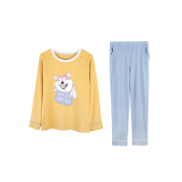 猫人春秋睡衣女纯棉休闲可爱卡通女士宽松韩版套头家居服两件套MJ6811