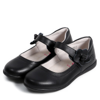 芭比童鞋女童黑皮鞋演出鞋2019春秋儿童软底浅口单鞋女公主鞋