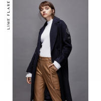 莱茵秋冬新款毛呢外套女中长款100%羊毛时尚韩版修身加厚呢子大衣