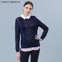LANCY朗姿专柜正品女春时尚撞色修身两件套毛针织衫LC16102KPR004_1