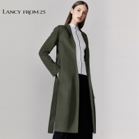商场同款朗姿冬装新款长款大衣修身赫本风系带羊毛毛呢外套女_1