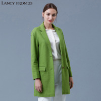 LANCY朗姿专柜正品女春纯色翻领兜盖中长羊毛大衣LC16100WJK500_1