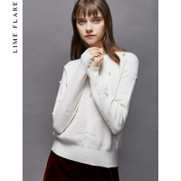 莱茵冬装新款韩版钉珠圆领打底衫宽松短款套头毛衣羊毛针织衫_1