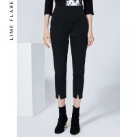 【商场同款】莱茵秋冬新款高腰休闲西装裤开叉小脚裤九分裤女_1