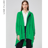 莱茵秋装新款轻薄外套条纹撞色时尚连帽风衣抽绳上衣_1