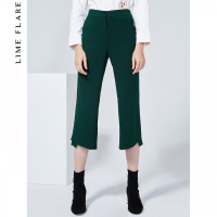 【商场同款】莱茵秋冬新款韩版高腰休闲裤简约开叉七分裤女裤_1