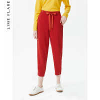 【商场同款】莱茵新款韩版cec裤高腰显瘦洋气休闲九分束脚裤_1