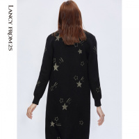 朗姿新款秋冬针织开衫女舒适宽松兔毛羊毛外搭毛衣上衣